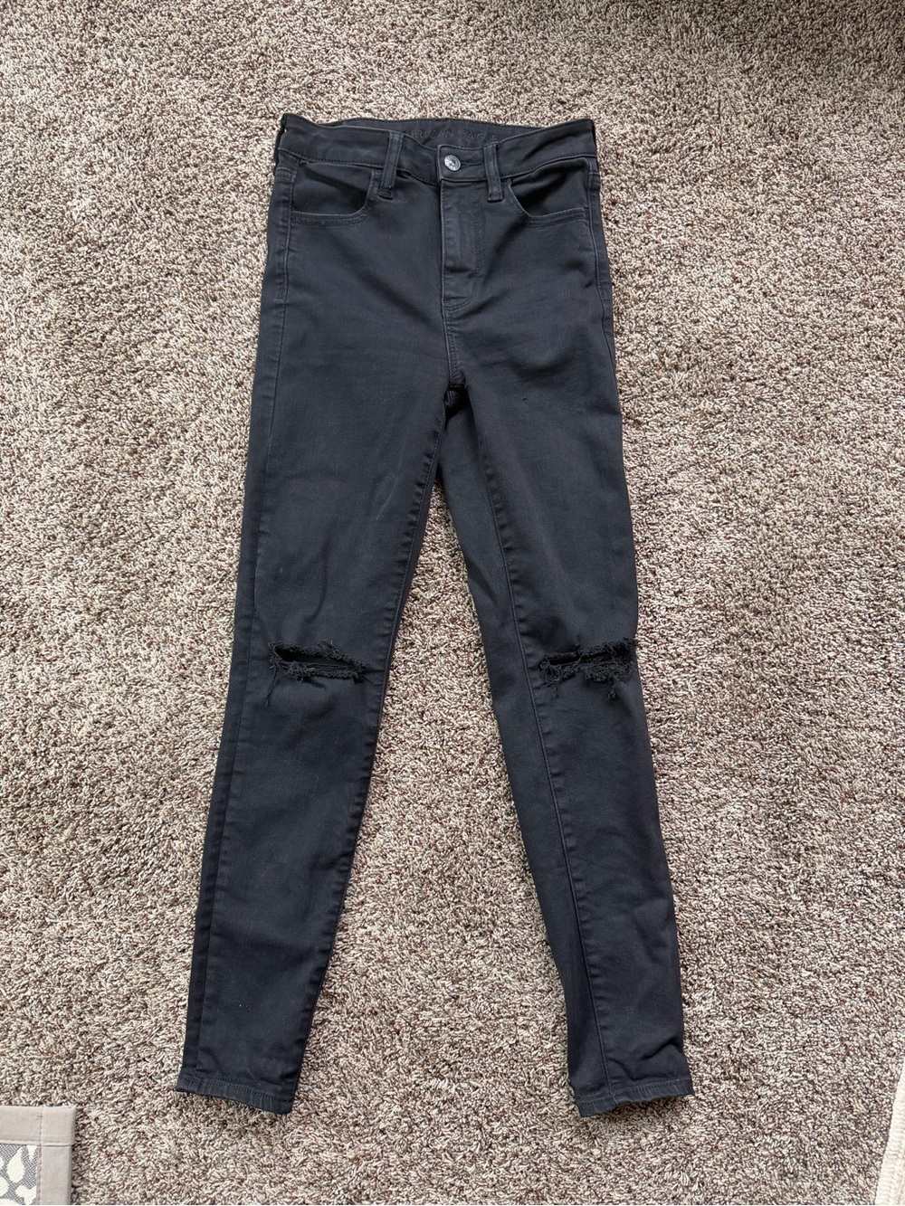 American Eagle Black Distressed Skinny Jeans Pants